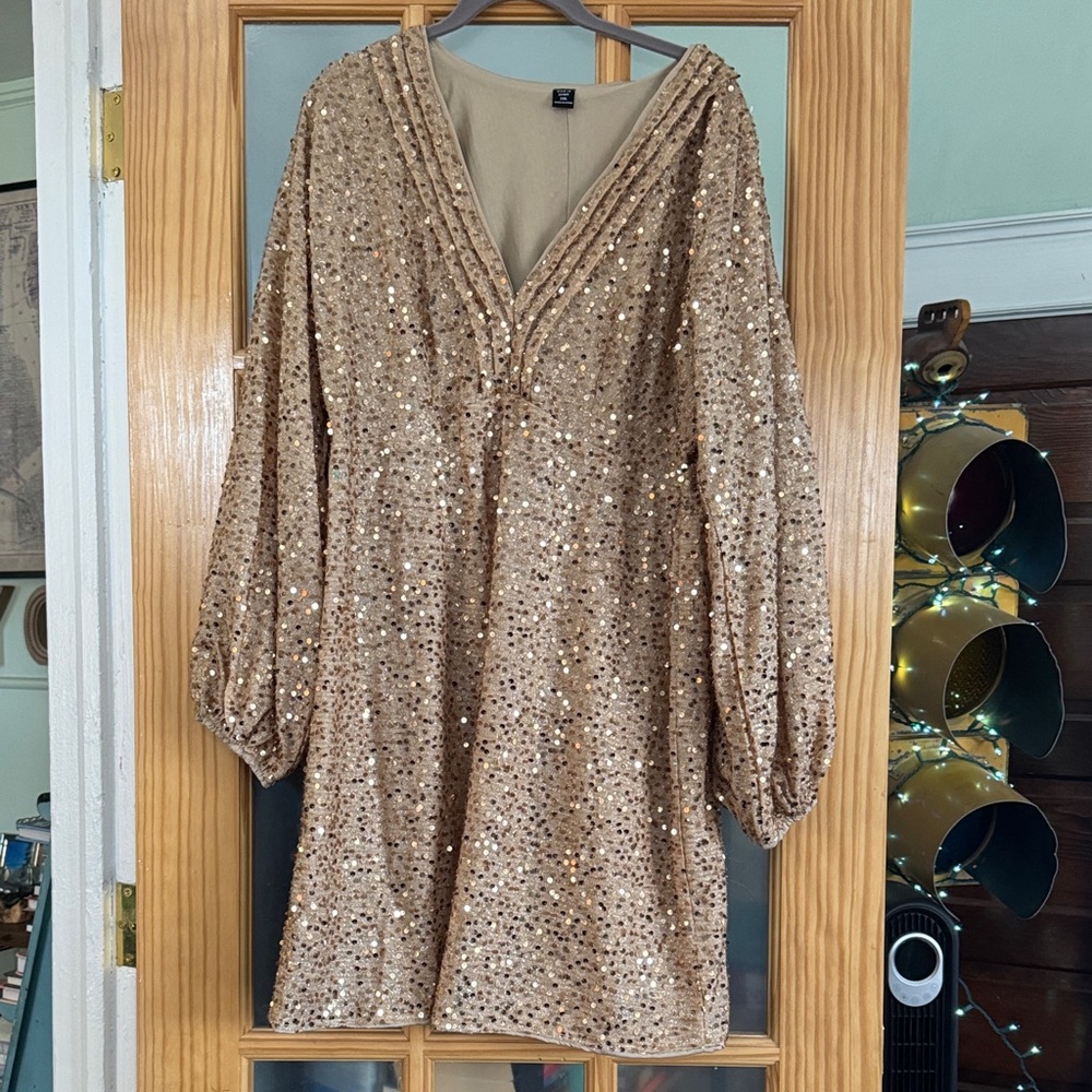 SHEIN Gold Sequin Mini Dress